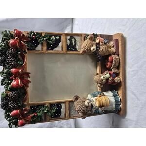 Decorative Bear Family Photo Frame with Holiday Theme